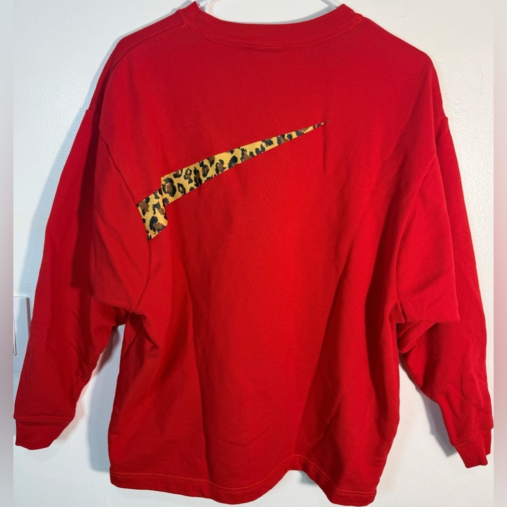 Nike Women's Red Sweatshirt with Leopard Swoosh - Picture 12 of 12